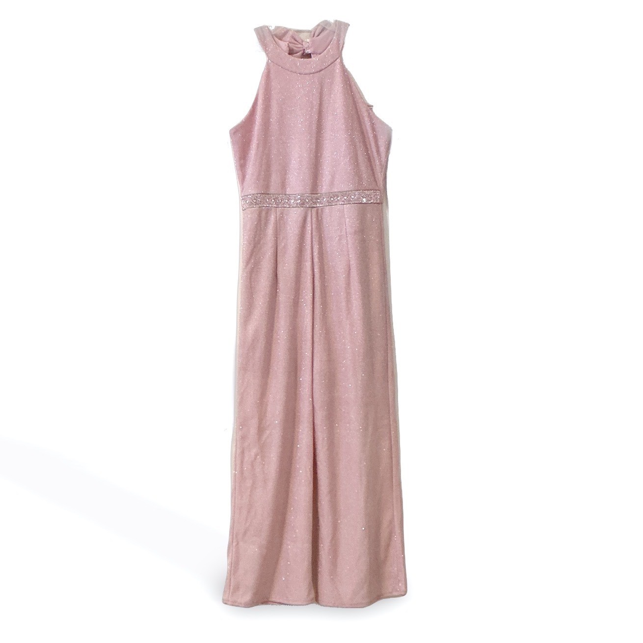 Rare Editions Girls Blush Pink Shimmer Metallic Wide Leg Jumpsuit Size 14 NWT