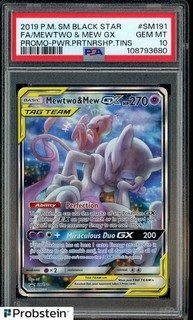 Lattine Pokemon SM BSP Power Partnership 2019 #SM191 FA Mewtwo & Mew GX PSA 10