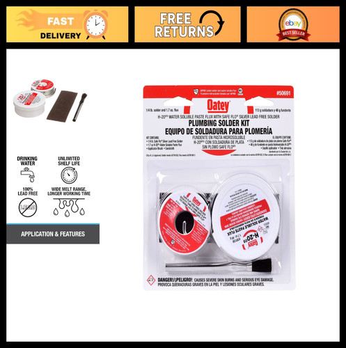 Plumbing Solder Kit - 1/4 lb Lead-Free Solder & 1.7 oz Flux for Pipe Repair