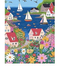 Beach Diamond Art Kits for Adults,Seaside Town Diamond Painting Kits,5D Full Dri