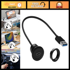 USB 3.0 to USB C Panel Mount Adapter Cable 30cm, 5Gbps Data 5V/3A Charging