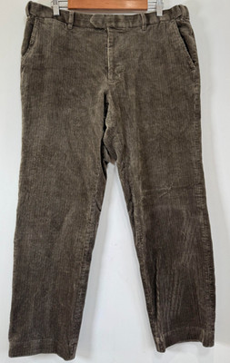 M&S Luxus Cord Hose Herren W38 L29 Khaki Grün Kord Baumwolle Bund Stretch