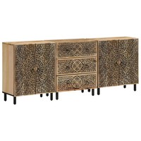 Beistellschrank 3Er Set Massivholz Mango 60X33X75 Cm Nachttisch
