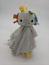 Bright Starts Cuddle N Tags Elephant Baby Lovey Blanket Satin Ribbons Plush Toy