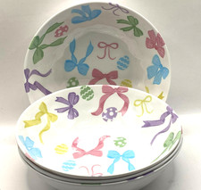 NEW HL EASTER EGGS AND BOWS MELAMINE BOWL 28OZ SET OF 4 SOUP CEREAL SALAD