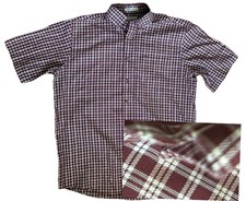 Vintage Mens LL Bean Burgundy White Checkered Button Up Shirt Size Medium