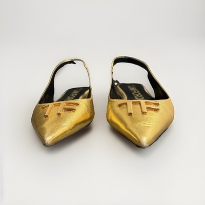 Tom Ford, Ballerina Shoes, Gold, Leather 37.5 US