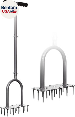 Lawn Aerator Spike Metal Manual Dethatching Soil Aerating Lawn with 15 Iron Spik