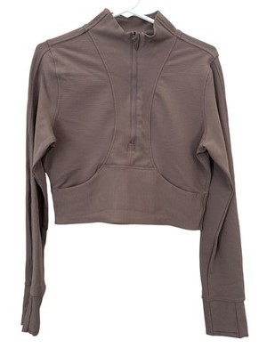90 Degree By Reflex Crop Top Jacket Size Large Interlink Ribbed Half Zip Active