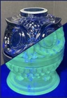 New COBALT URANIUM Glass Owl Fairy Lamp From Fenton Mold Glows GREAT WOW