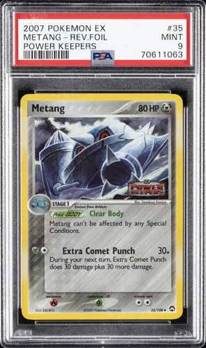 2007 POKEMON EX POWER KEEPERS #35 METANG-REVERSE FOIL PSA 9