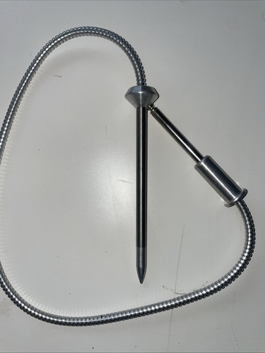 Vintage Oven Meat Probe Thermometer Stainless Armored Cord 2 Pin Plug GE Style