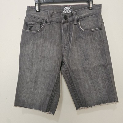VINTAGE Quiksilver Gray Shorts Boys Grey Cut OFF  DENIM JEANS SZ 24 SURF SURFING