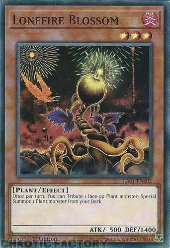 YUGIOH RA01-EN002 Lonefire Blossom Super Rare 1st Edition NM
