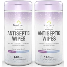 Nurture Valley Unscented Disposable Body Wipes | 280 Count, 2 Canisters