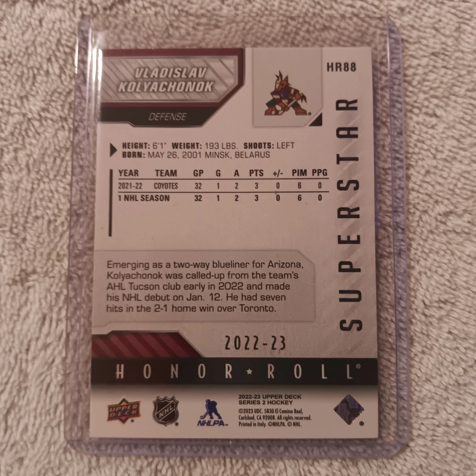 2022-23 Upper Deck Superstar Honor Roll #HR88 Vladislav Kolyachonok - Arizona - Image 2 of 2