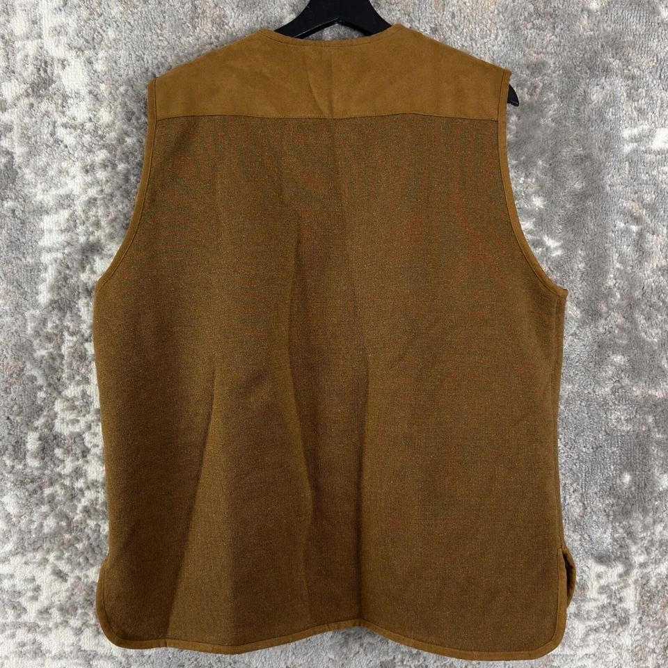 Hunter Mens Sz S V Neck Faux Fur Lining Vest Brown Sleeveless Outdoor Zip Casual - Image 4 of 4