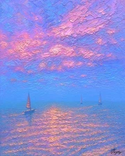 Original oil on canvas Impasto painting, Hand-painted seascape, Impressionism