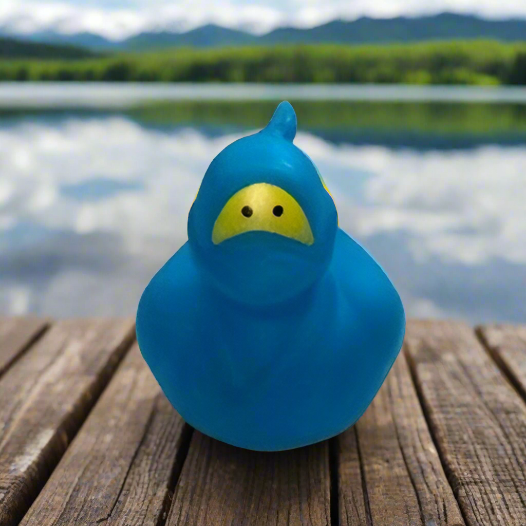 Stealthy Ninja Blue Rubber Duck Toy for Bath Fun-image