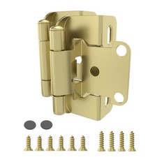 Brass Gold 1/2 Inch Overlay Semi Partial Wrap Self Close Cabinet Hinge 10 PCS