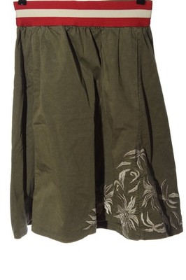 BAZAR DELUXE Midirock Damen Rock Gr. DE 36 khaki-rot-wollweiß Casual-Look