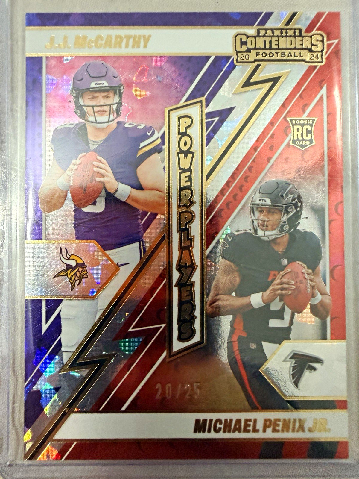 2024 Panini Contenders Power Players #21 J.J. McCarthy/Michael Penix Jr. /25 RC