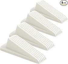 4 Pack Door Stoppers for Bottom of Door White 4.8x2.2x1.3in Door Stops Rubber...