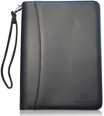 Zippered Portfolio Binder with Junior Legal 5x8 Notepad - Matt Black PU Faux ...