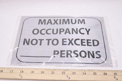 (2-Pk) Wrapco Maximum Occupancy Not To Exceed Persons Sign Vinyl 7'' x 10''
