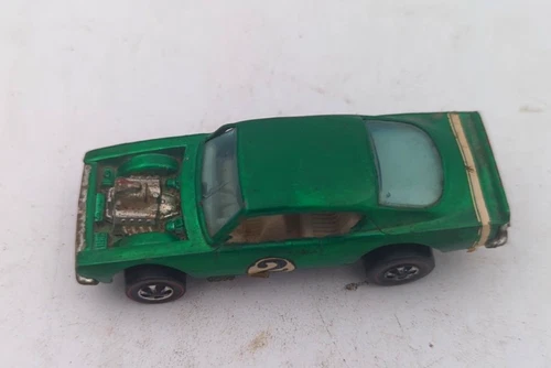 Vintage 1969 Hot Wheels Redline Green King Kuda #2 White Interior Hong Kong