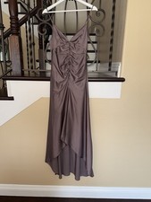 ASTR The Label Dusty Mauve ruched satin gown V-neck sleeveless Size S