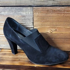 Eric Michaels Made in Portugal Jill Black Leather Suede Closed Toe Heels Size 39