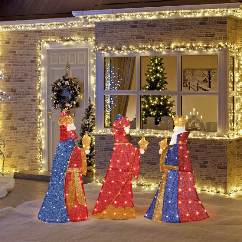 Yescom 3-Piece Three Kings with Gifts Christmas Decorations for Indoor Outdoor