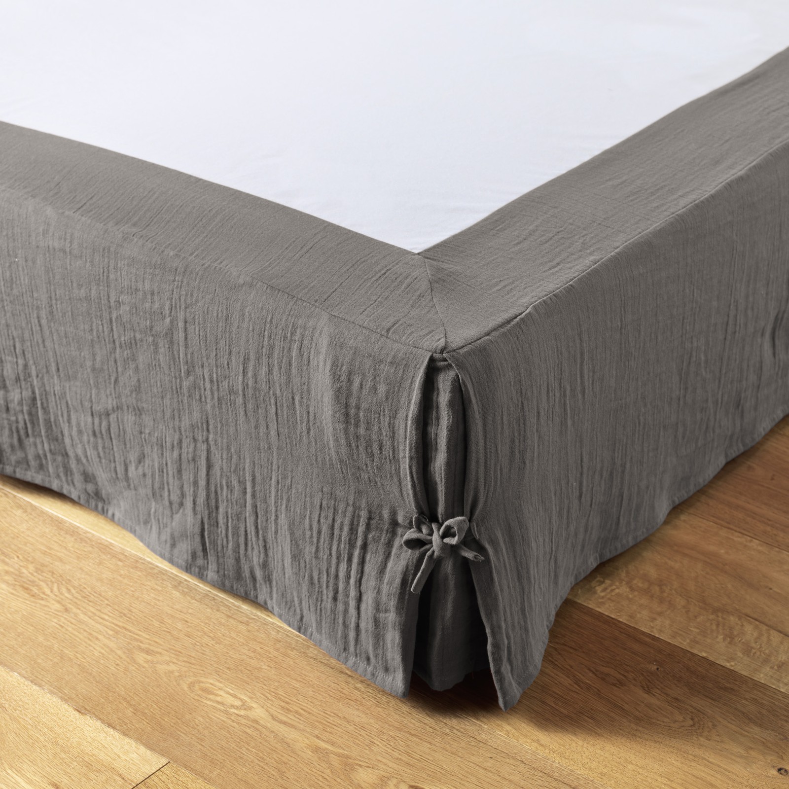 Cache-sommier 90x190 cm en gaze de coton Gaïa Granit