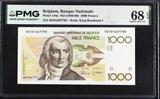 Belgium, P144a, ND (1980-96), 1,000 Francs, PMG68 EPQ
