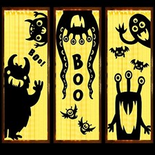6Pcs Halloween Decorations Window Covers Clings, Monster Novelty Cute Wiggly