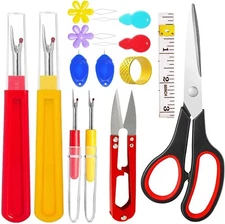 14 Pcs Sewing Seam Rippers, Embroidery Removal Tool, Needle Threaders, Thimbles