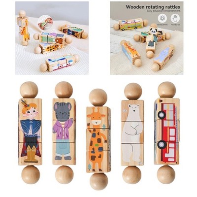 Toy Rotating  Focus Improvement Hand Grasping Wooden Construction Block  Game