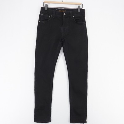 Nudie Lean Dean Jeans Mens 28x30 Black Dry Cold Black Slim Tapered
