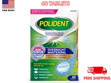Polident Overnight Whitening Antibacterial Dental Appliance Cleanser Tablets, 60