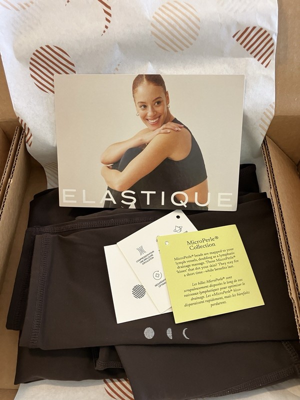Elastique Athletics MicroPerle Compression Leggings Lymphatic Brown Small 27”