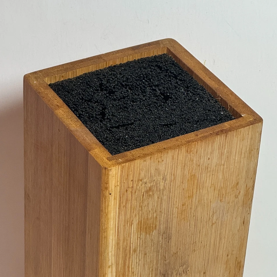 Rösle Bamboo Knife Block with Bristles Universal Knives Stand Holder 4x4x9.75 In - Image 2 of 4