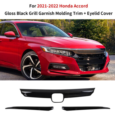 #ad #ad For Honda Accord 2021 2022 Grill Garnish Molding Trim Eyelid Cover Gloss Black $38.95
