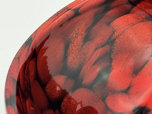Vintage MCM Murano Art Glass Bowl With Aventurine Red & Black 9.25” - Picture 7 of 10