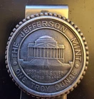 1974 Money Clip Jefferson Mint Medal Bent Corner-999 Silver 1 Oz Ounce Art Round