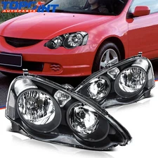 Pair LH RH For Acura RSX Headlight Assembly 2.0L 2002-2004 Black Housing