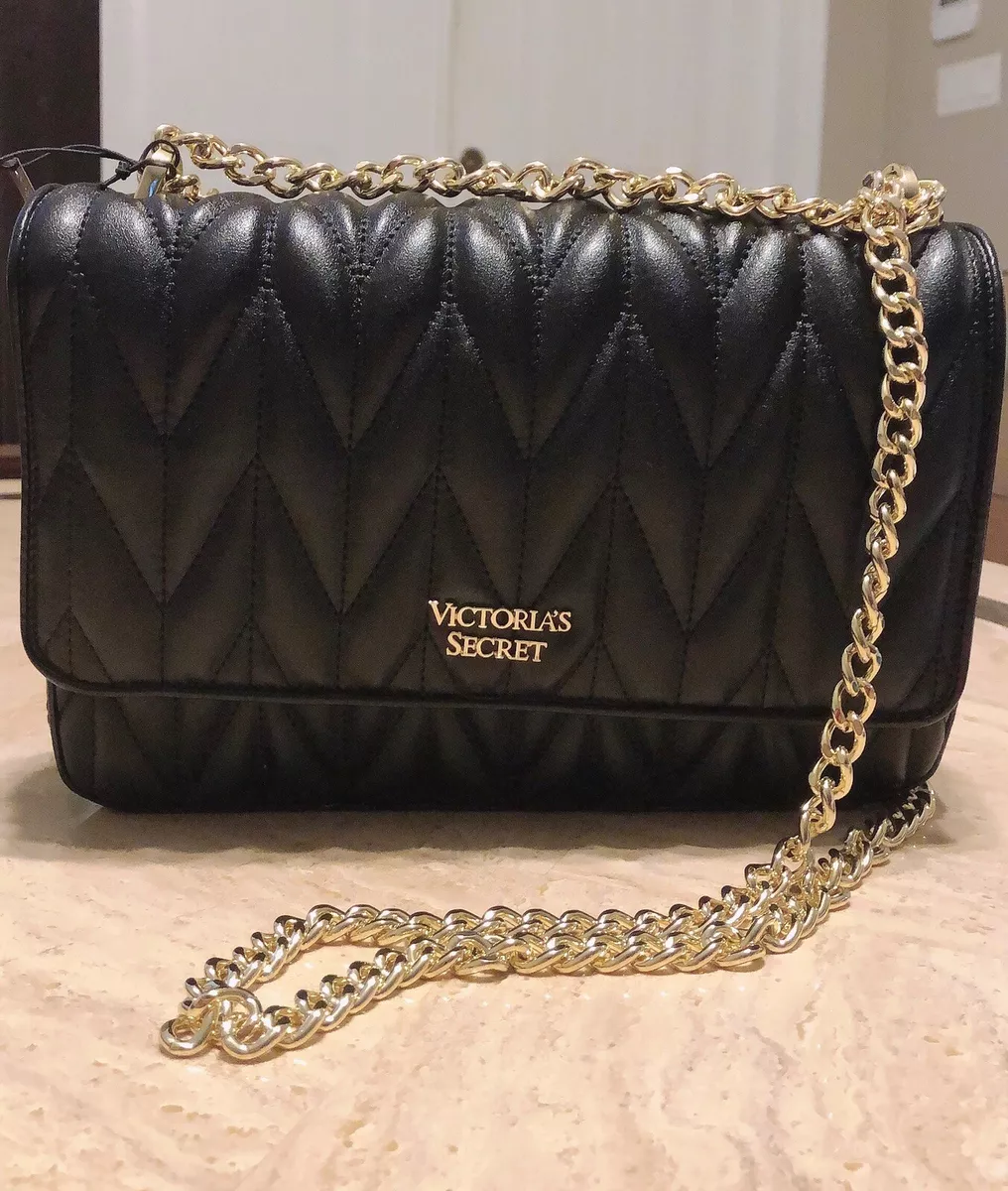 Victoria's Secret Chevron Quilt Bond Street Shoulder Bag Black