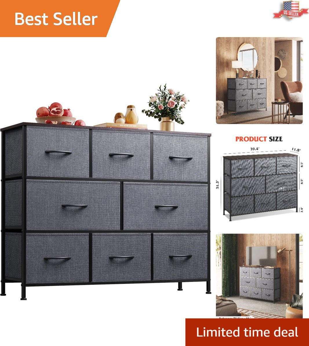 sachin and babi light blue dress Meli 4pc Full Size Bedroom Set, Upholstered, Dresser, Gray Solid Wood