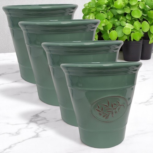 Green Olive Planter Pot 23cm 6L Lightweight Decorative Garden Plant Pot - Picture 15 of 18