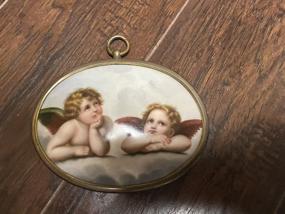 Antique Henry Bucker porcelain painting cherubs